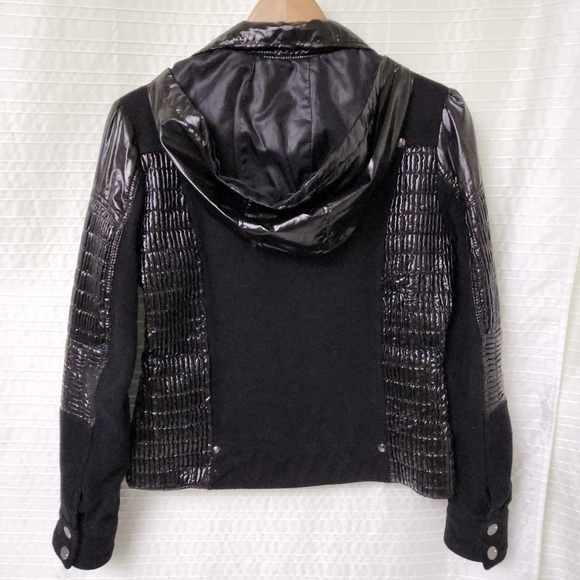 Y2K Retro ROCAWEAR Moto Style Jacket w/Mixed Fabrics, Ruching in Black Women's M - Picture 4 of 12
